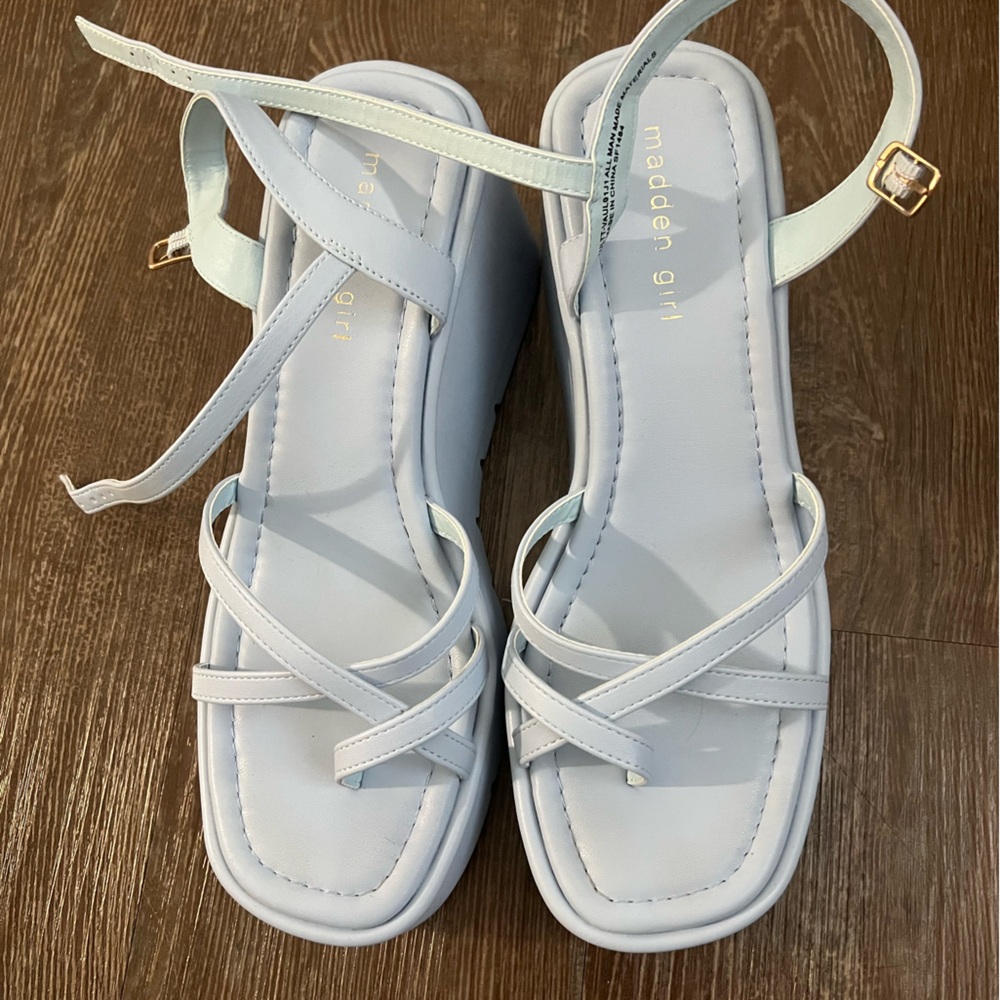 Madden Girl Light Blue Strappy Platform Sandals